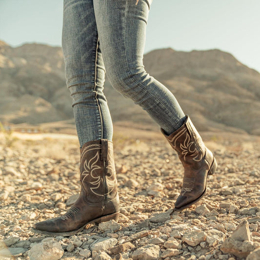 Women Western Stetson Iris Mid-Calf Embroidered Boot Brown