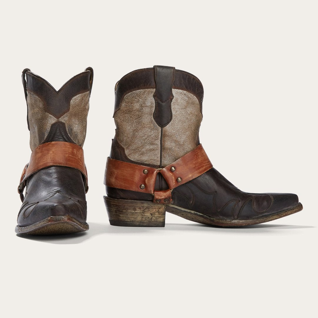 Women Western Stetson Jade Harness Ankle Boot Brown