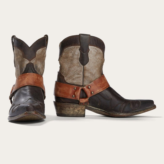 Women Western Stetson Jade Harness Ankle Boot Brown