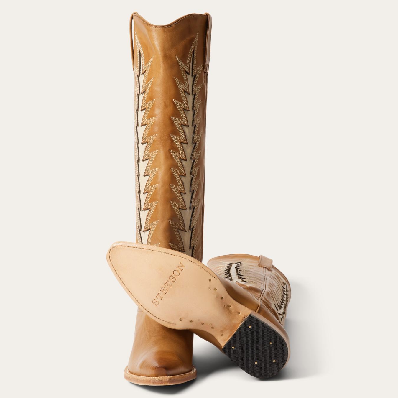 Women Western Stetson Johnnie Boots Brown