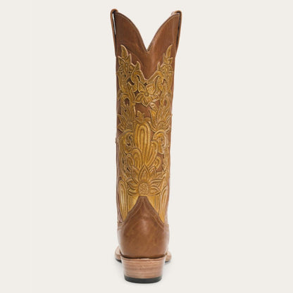 Women Western Stetson Jules Hand Tooled Leather Boot Brown