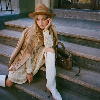 Women Western Stetson Sarah Boots White