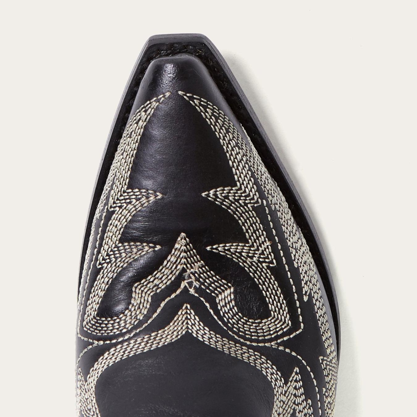 Women Western Stetson Tina Black & White Flame Embroidered Cowboy Boot Black