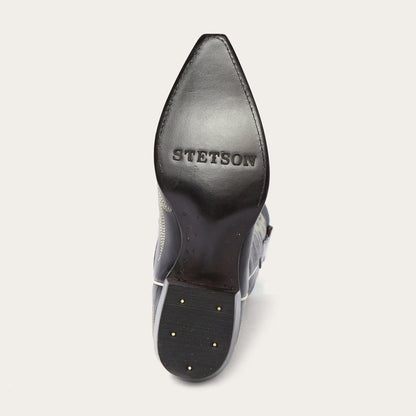 Women Western Stetson Tina Black & White Flame Embroidered Cowboy Boot Black